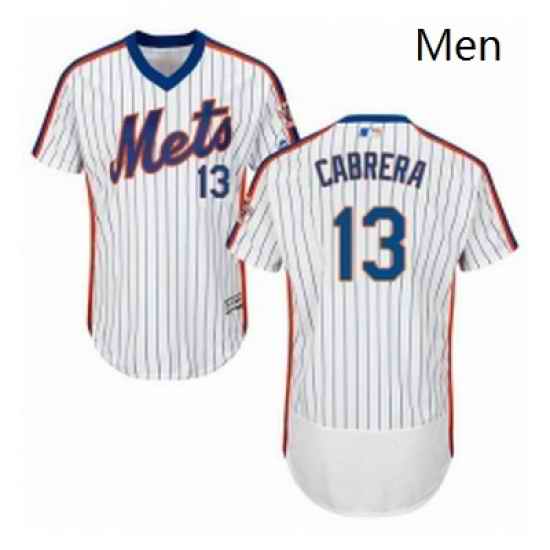 Mens Majestic New York Mets 13 Asdrubal Cabrera White Alternate Flex Base Authentic Collection MLB Jersey